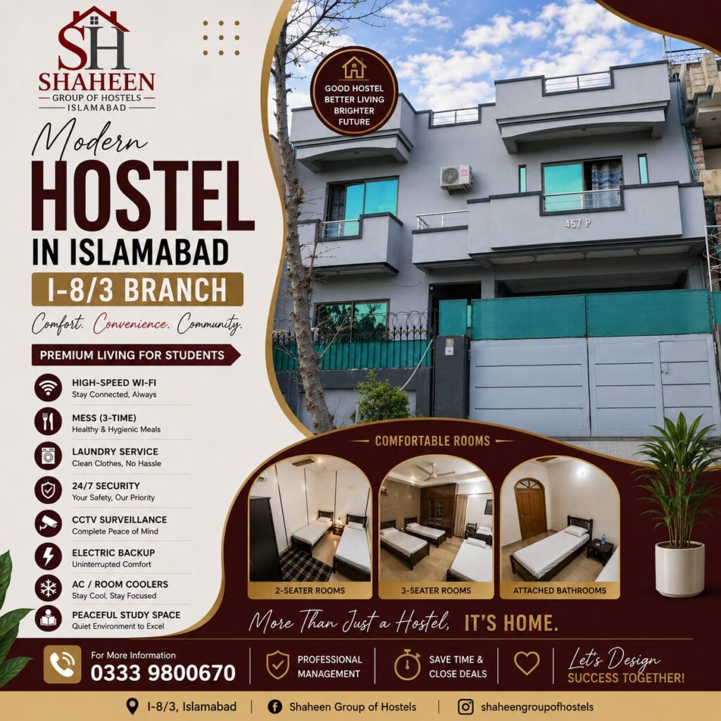 Hostels in I-8 Islamabad